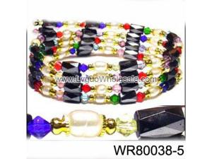 36inch Rainbow Glass, Freshwater Pearl Magnetic Wrap Bracelet Necklace All in One Set
